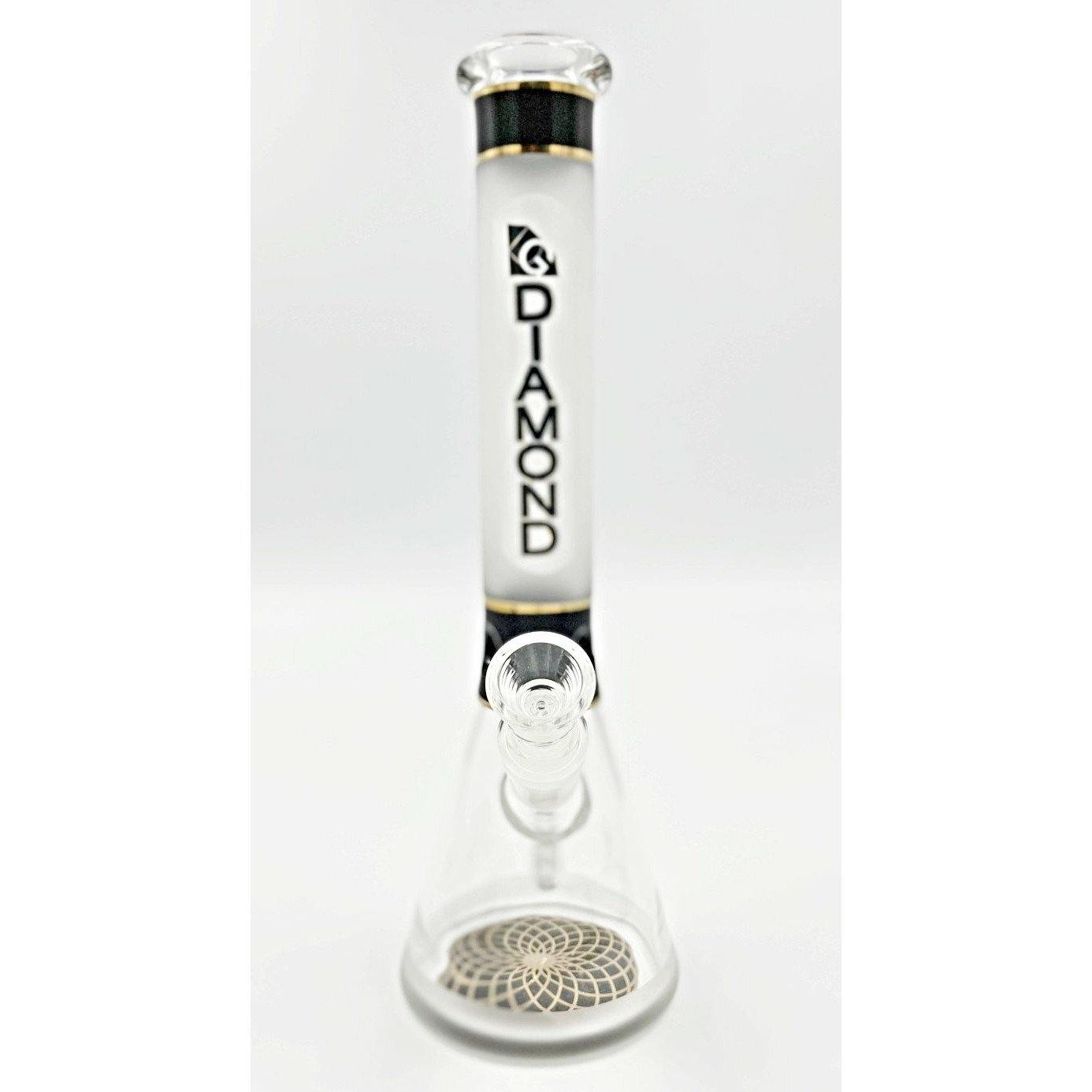 Diamond Glass 12 Inch Beaker Water Pipe Black with Design On Base Lowest Price at Millenium Smoke Shop