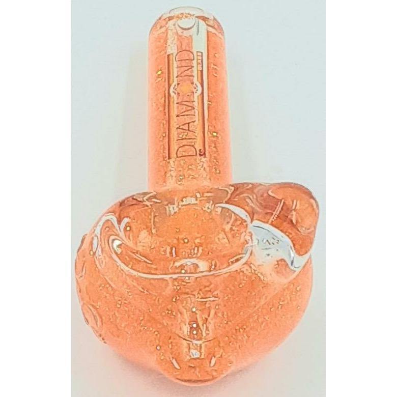 Diamond Glass 4 Inch Orange Liquid Glitter Filled Pipe Lowest Price at Millenium Smoke Shop