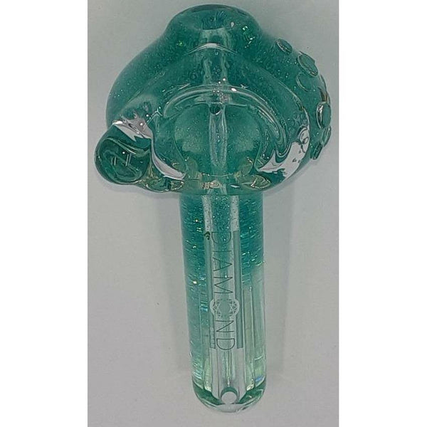 Diamond Glass 4 Inch Teal Liquid Glitter Filled Pipe Lowest Price at Millenium Smoke Shop