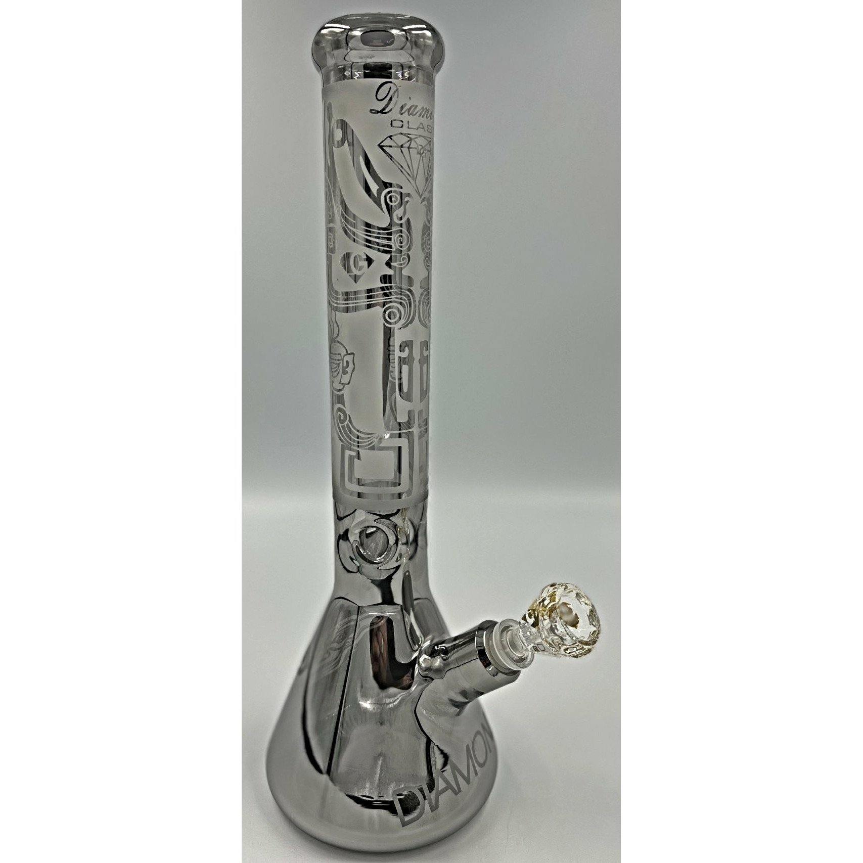 Diamond Glass Chrome Glass Beaker Water Pipe Lowest Price at Millenium Smoke Shop