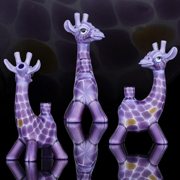 Matt Robertson Purple Giraffe Glass Bubbler Lowest Price at Millenium Smoke Shop