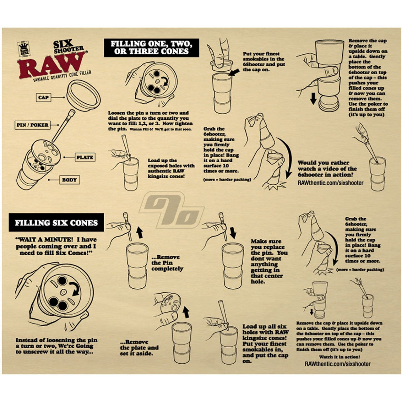 Raw: Six Shooter King Size Cone Filler | Millenium Smoke Shop