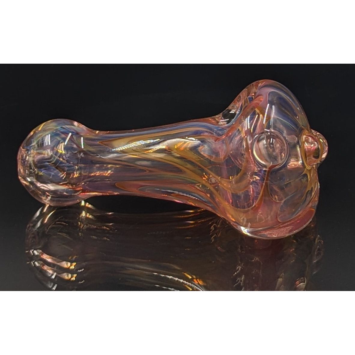 Glass Pipe | George E | Spoon | Double Layer | Gold and Silver Fume | Millenium Smoke Shop