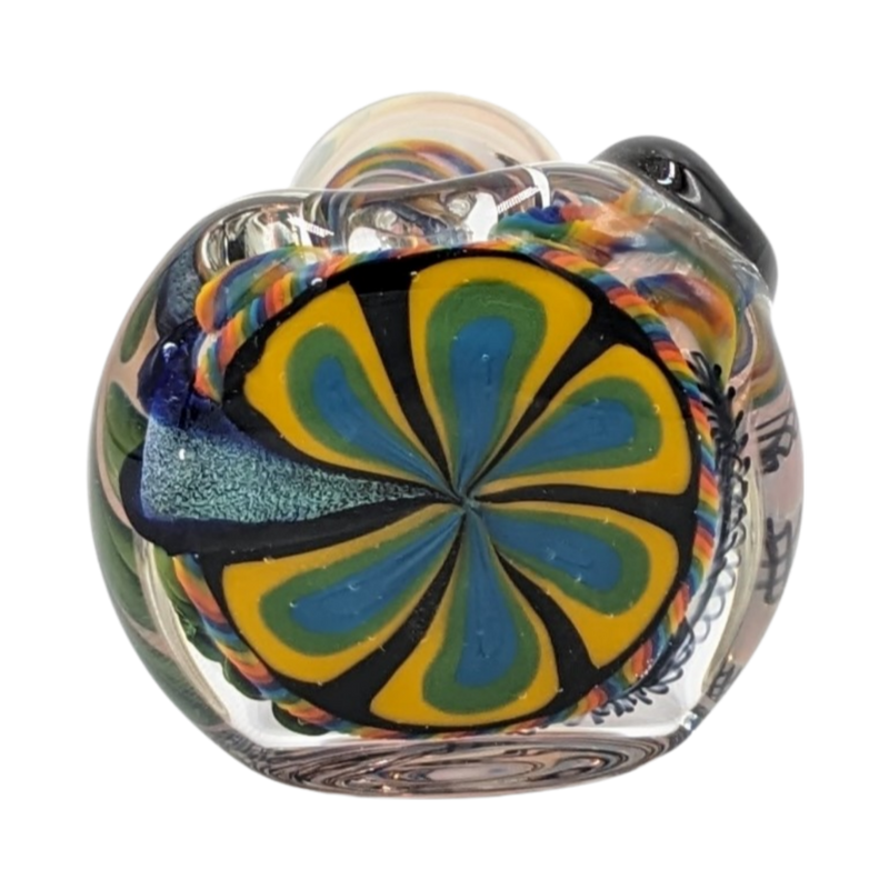 Glass Pipe | Talent Glass Works | Spoon | Color Flower w/ Large Dichro Strip | FLS | Millenium Smoke Shop