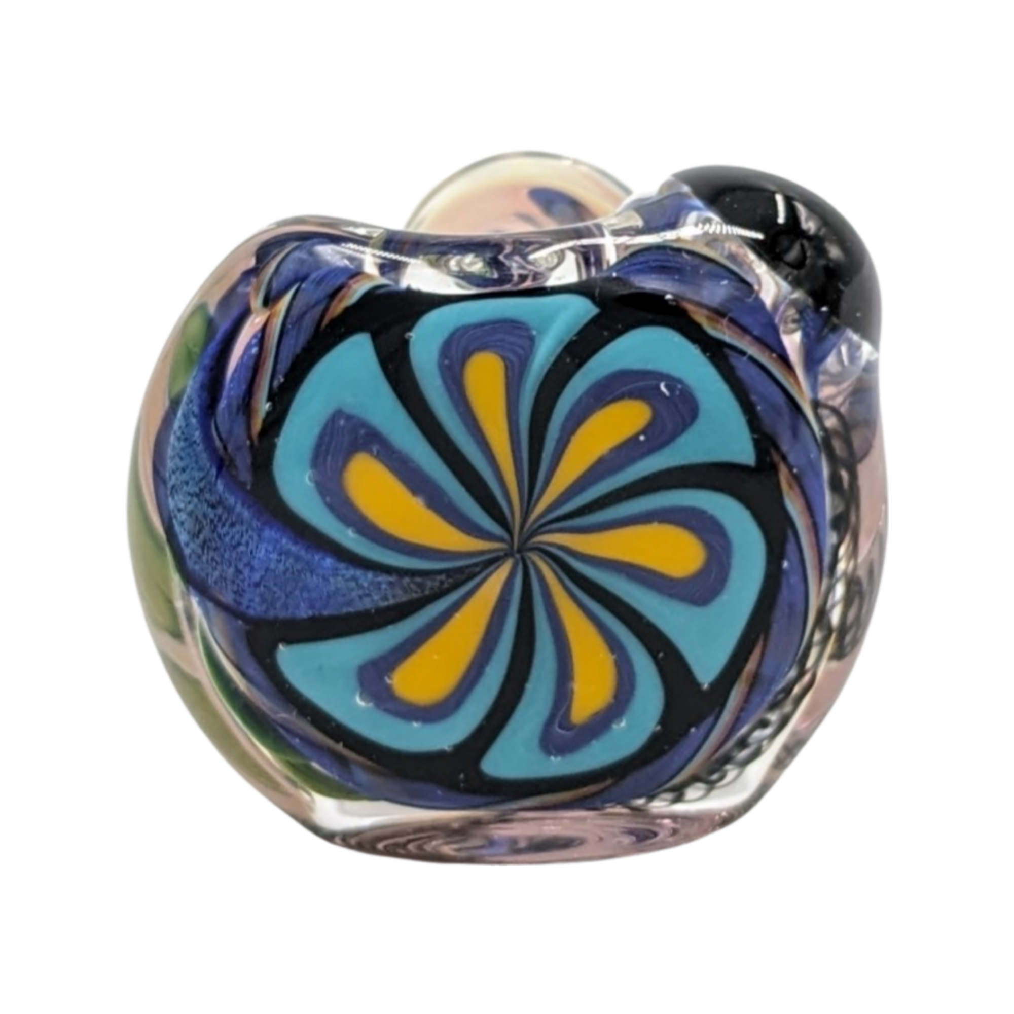 Glass Pipe | Talent Glass Works | Spoon | Color Flower w/ Large Dichro Strip | FLS | Millenium Smoke Shop