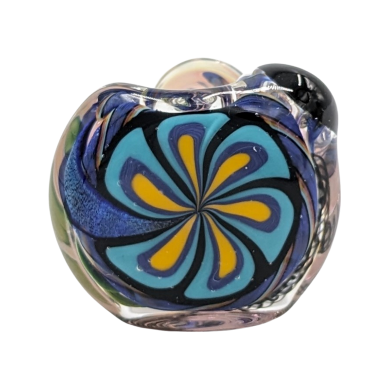 Glass Pipe | Talent Glass Works | Spoon | Color Flower w/ Large Dichro Strip | FLS | Millenium Smoke Shop