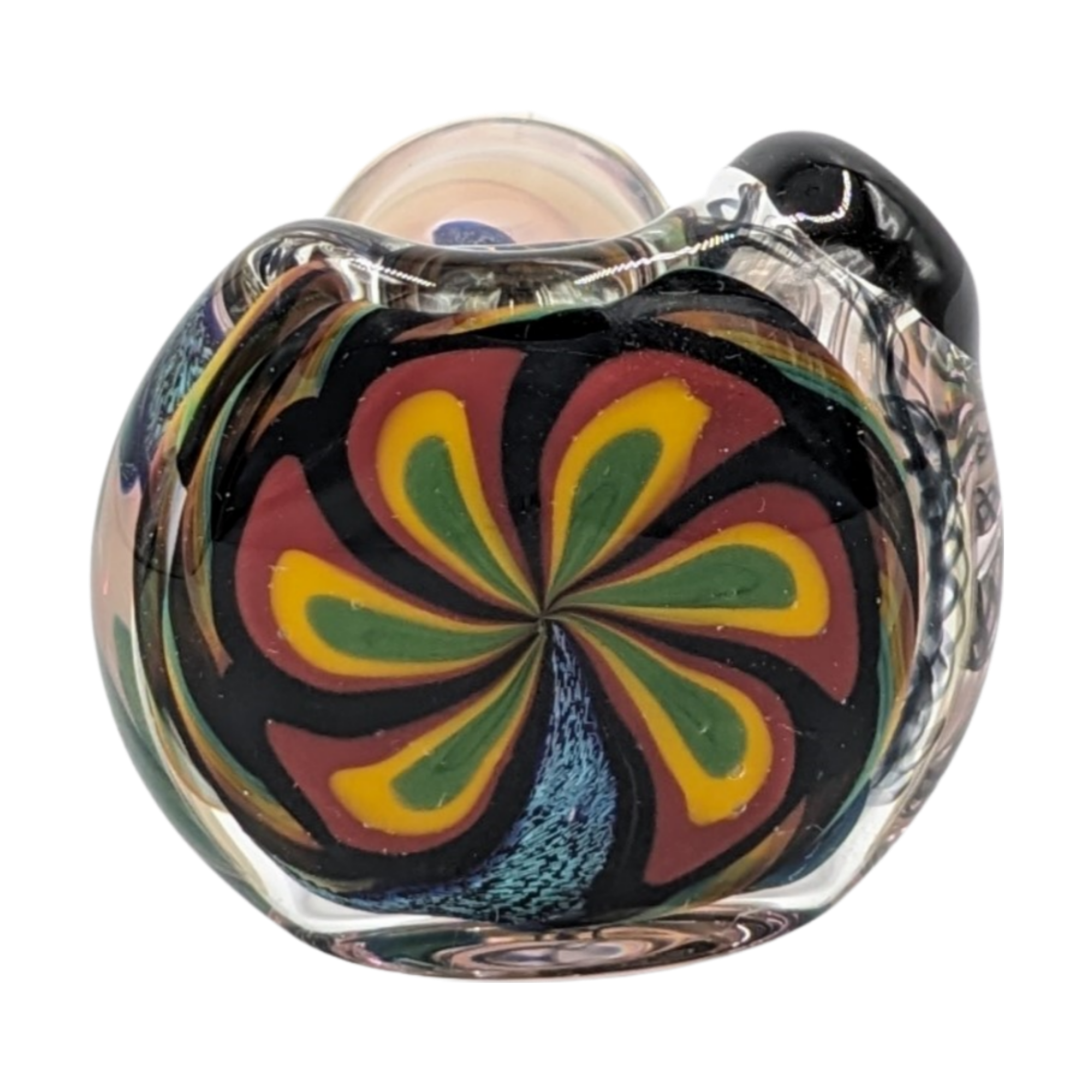 Glass Pipe | Talent Glass Works | Spoon | Color Flower w/ Large Dichro Strip | FLS | Millenium Smoke Shop