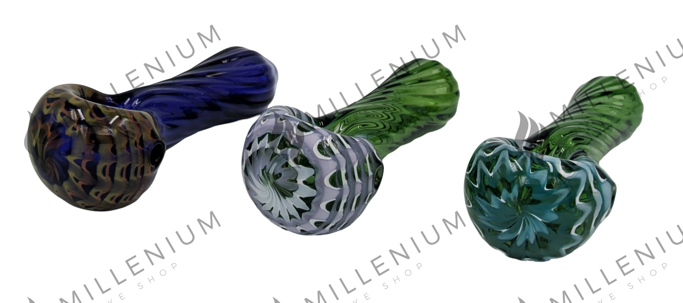 Glass Pipe | Humboldt Glass | Colored Ribbed Lines | Assorted