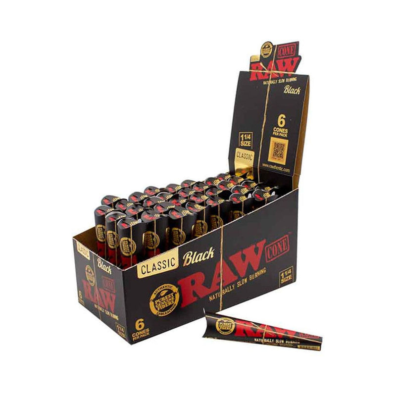 Cones | Raw Classic Black | 1 .25 | 6pk | Millenium Smoke Shop