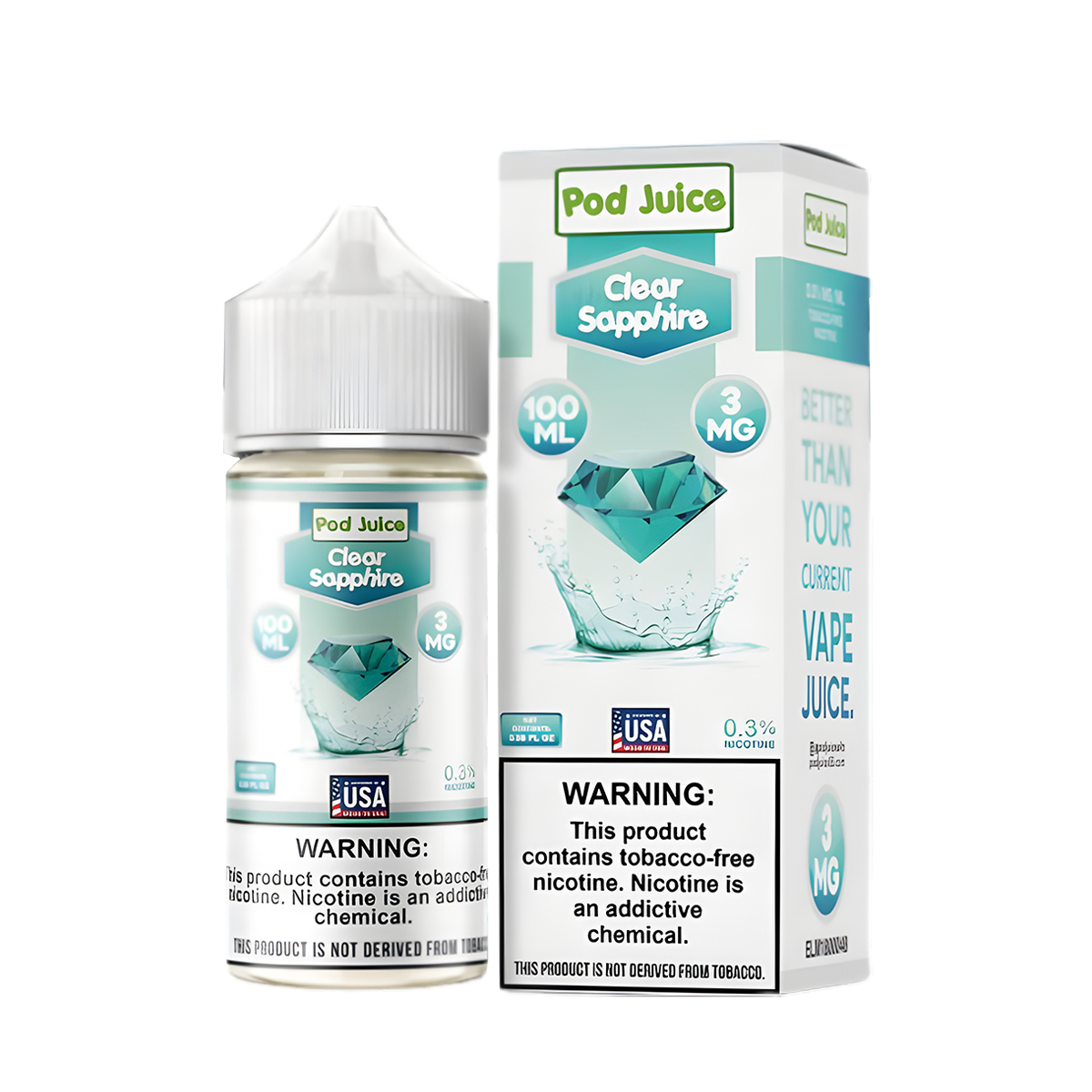 Sapphire Vape Flavor Pod Juice Freebase Nicotine - Clear Sapphire Sapphire Vape Flavor Pod Juice Freebase Nicotine - Clear Sapphire