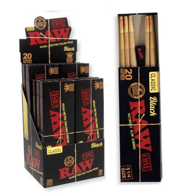 Cones | Raw | 1 1/4 Black Classic | 20Pk | Millenium Smoke Shop