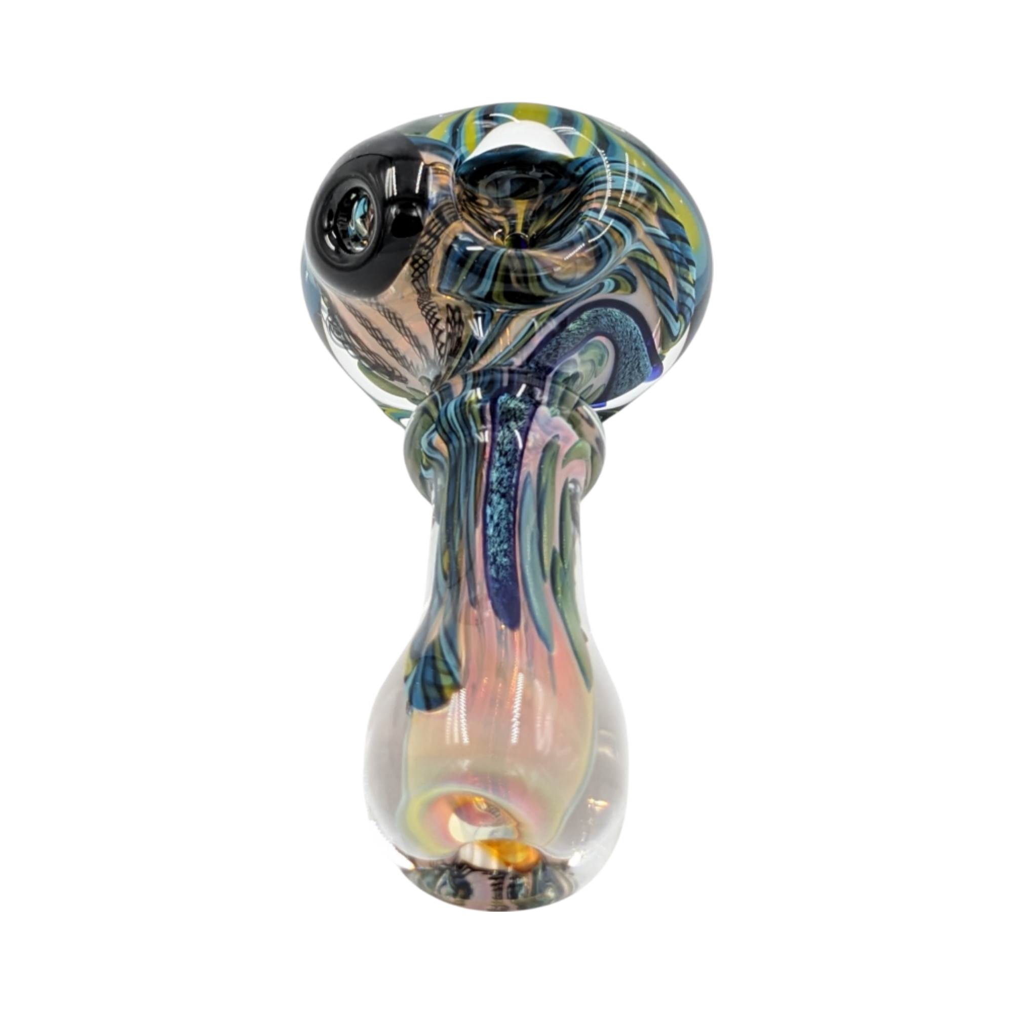 Glass Pipe | Talent Glass Works | Spoon | Color Flower w/ Large Dichro Strip | FLS | Millenium Smoke Shop