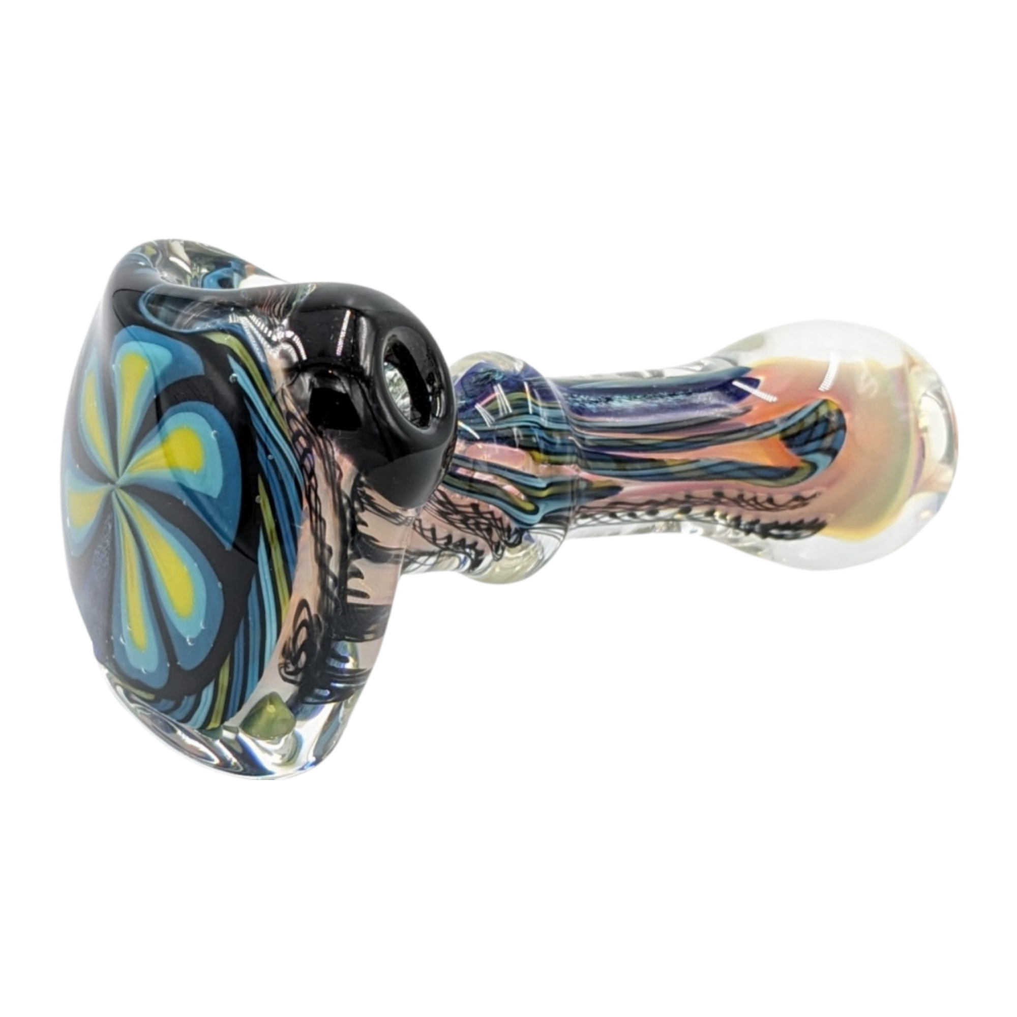 Glass Pipe | Talent Glass Works | Spoon | Color Flower w/ Large Dichro Strip | FLS | Millenium Smoke Shop
