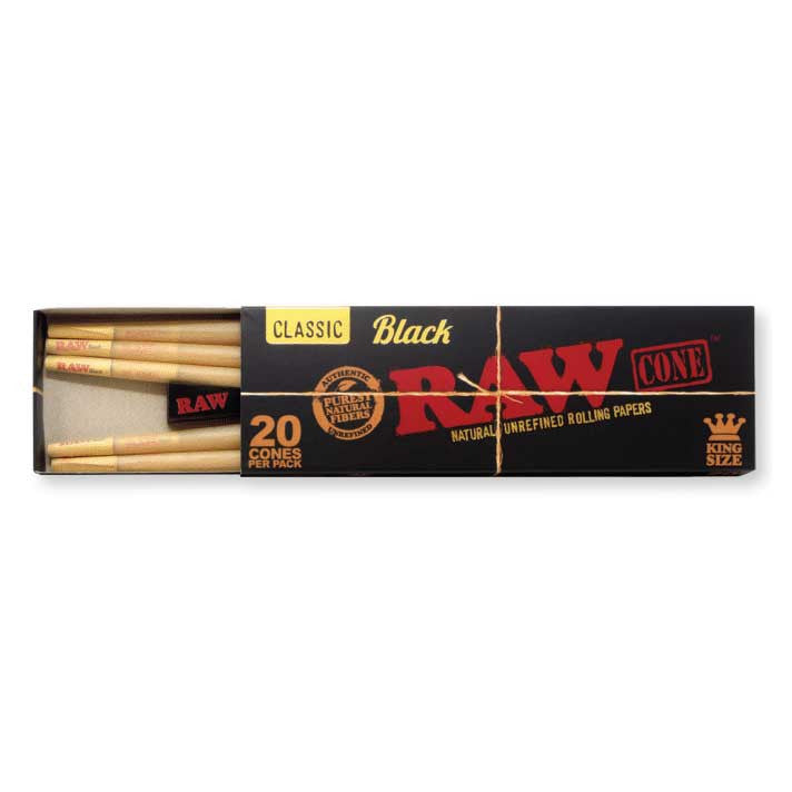 Raw: Cones Classic Black King Size - 20 Cones | Millenium Smoke Shop