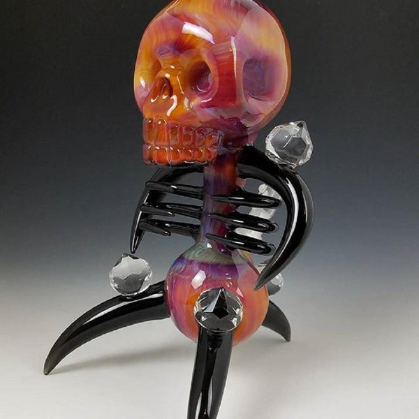 Carsten Carlile Fat Head Skull Candy Artisan Blown Glass Bubbler Lowest Price at Millenium Smoke Shop