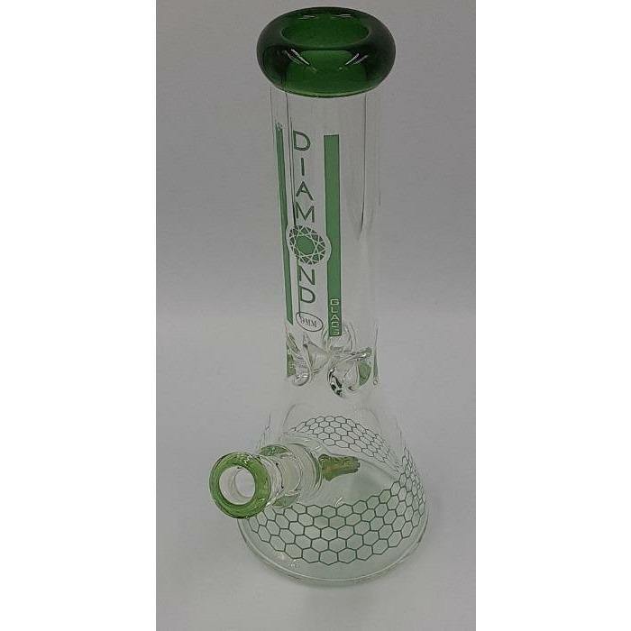 Diamond Glass 12 Inch Beaker Bong with Ice Catch 9mm Green Lowest Price at Millenium Smoke Shop
