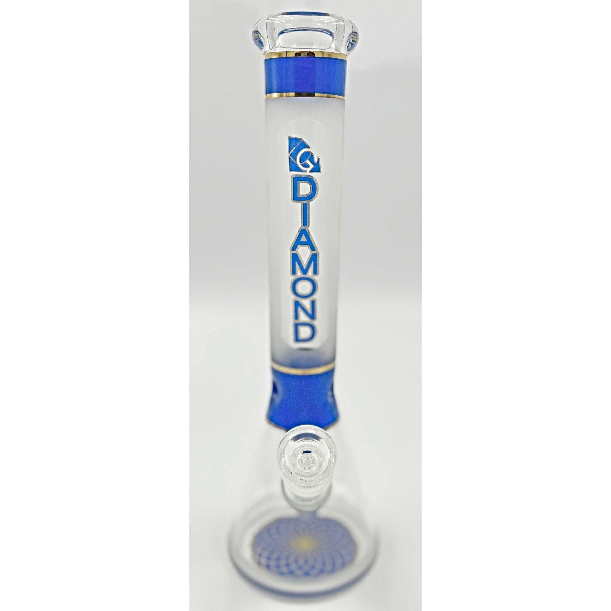 Diamond Glass 12 Inch Beaker Water Pipe Blue with Design On Base Lowest Price at Millenium Smoke Shop
