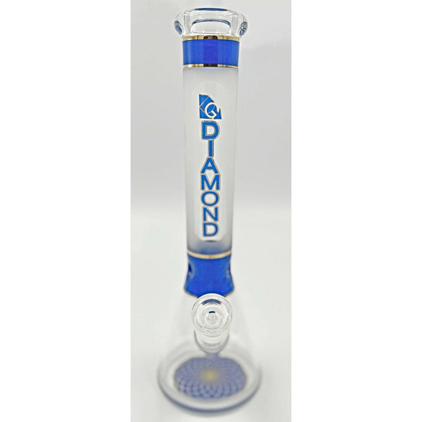 Diamond Glass 12 Inch Beaker Water Pipe Blue with Design On Base Lowest Price at Millenium Smoke Shop