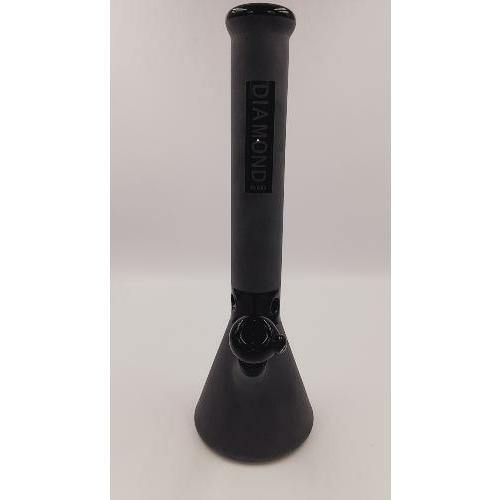 Diamond Glass 16 Inch Frosted Black Beaker Bong with Ice Catch 9mm Lowest Price at Millenium Smoke Shop