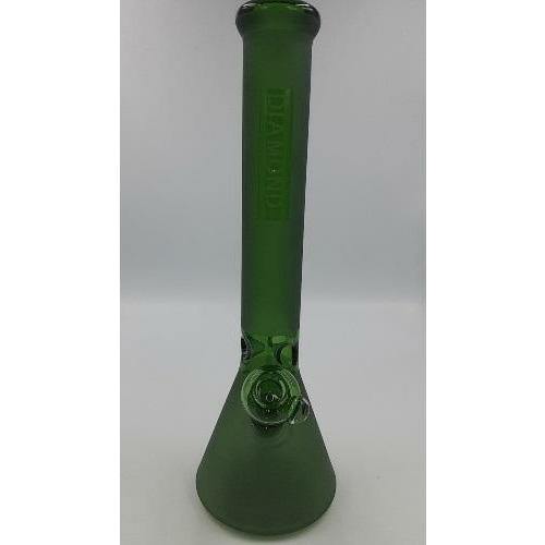 Diamond Glass 16 Inch Frosted Green Beaker Bong with Ice Catch 9mm Lowest Price at Millenium Smoke Shop