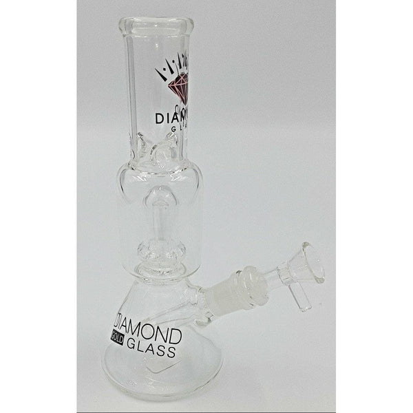 Diamond Glass Pink Beaker 8 3/4 Inch with Perk Lowest Price at Millenium Smoke Shop