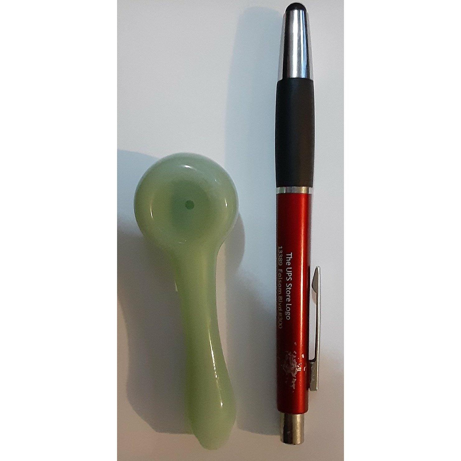 Green Glass Spoon Style Pipe Lowest Price at Millenium Smoke Shop