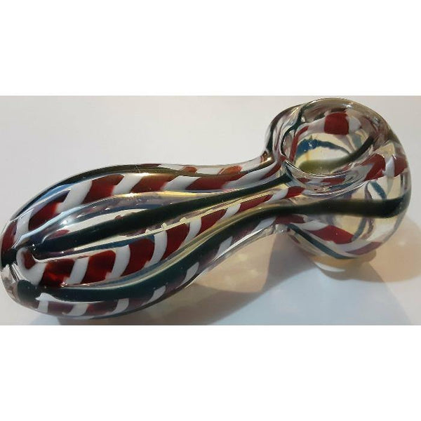 Inside Out Blown Red White Blue Glass Spoon Style Pipe Lowest Price at Millenium Smoke Shop