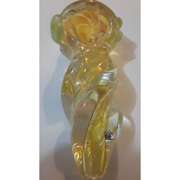 Inside Out Blown Swirled Glass Spoon Style Pipe Blue Yellow Lowest Price at Millenium Smoke Shop