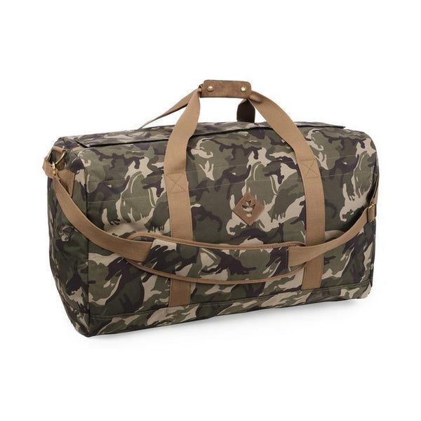 Revelry Continental Camo Brown Smell Proof Large Duffel Lowest Price at Millenium Smoke Shop