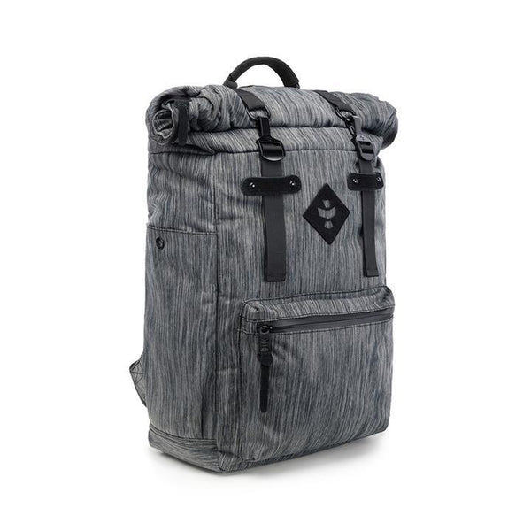 Revelry Drifter Striped Dark Grey Rolltop Backpack Lowest Price at Millenium Smoke Shop