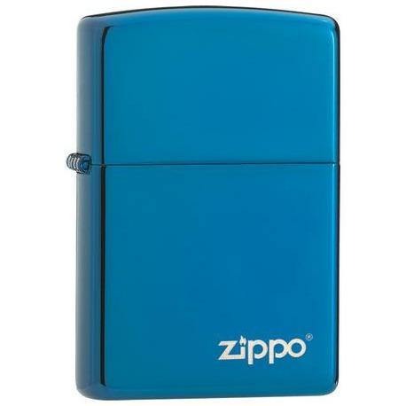 Zippo Classic High Polish Blue with Logo Lighter Lowest Price at Millenium Smoke Shop